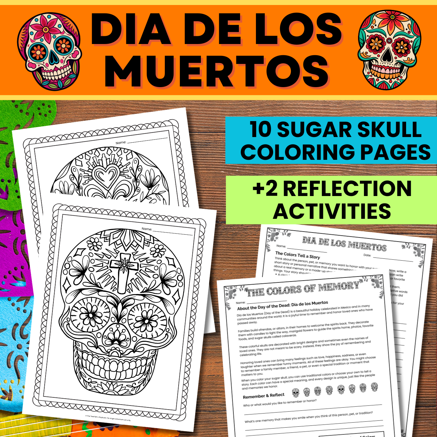 Day of the Dead Sugar Skull Coloring & Reflection Activities (Grades 3–5)