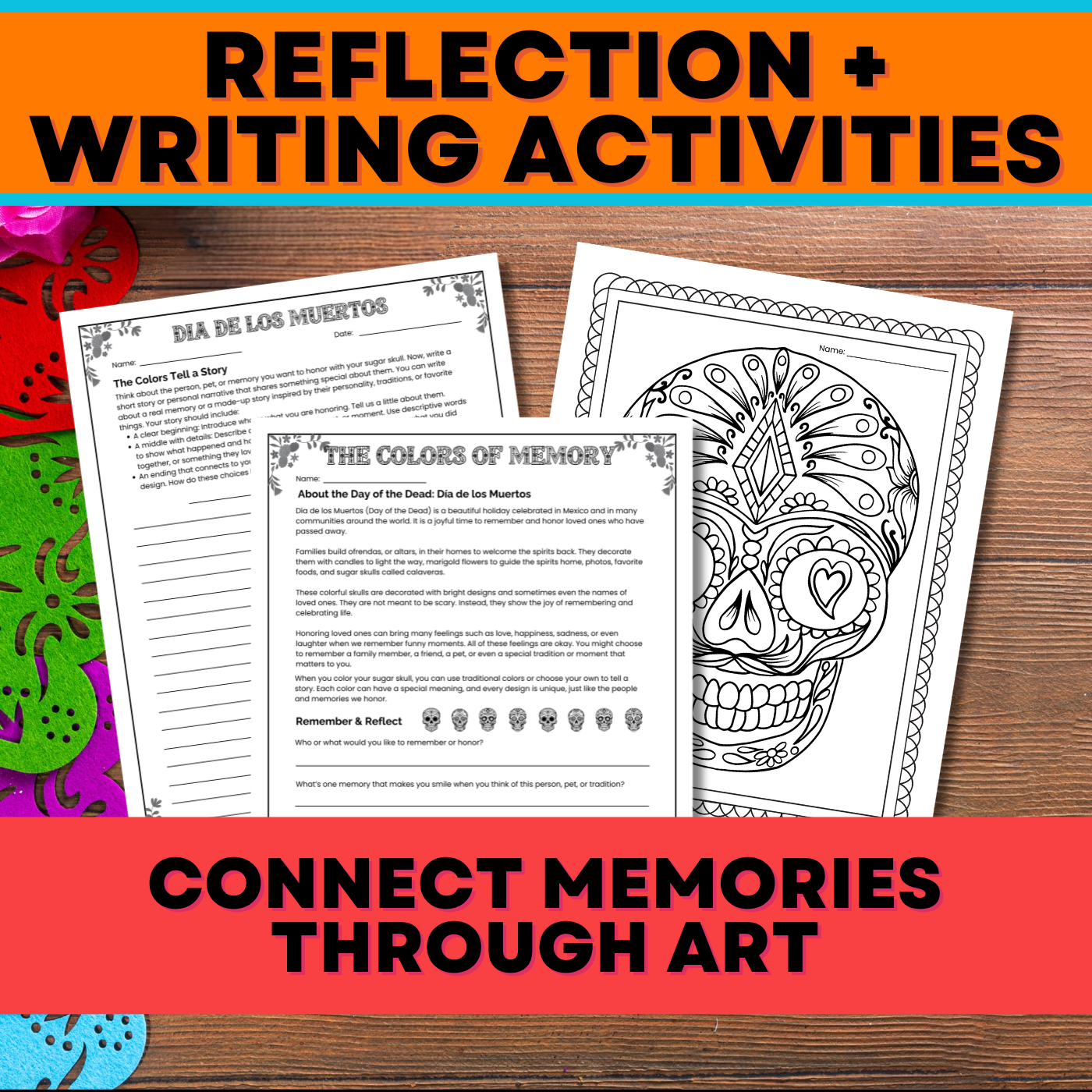 Day of the Dead Sugar Skull Coloring & Reflection Activities (Grades 3–5)