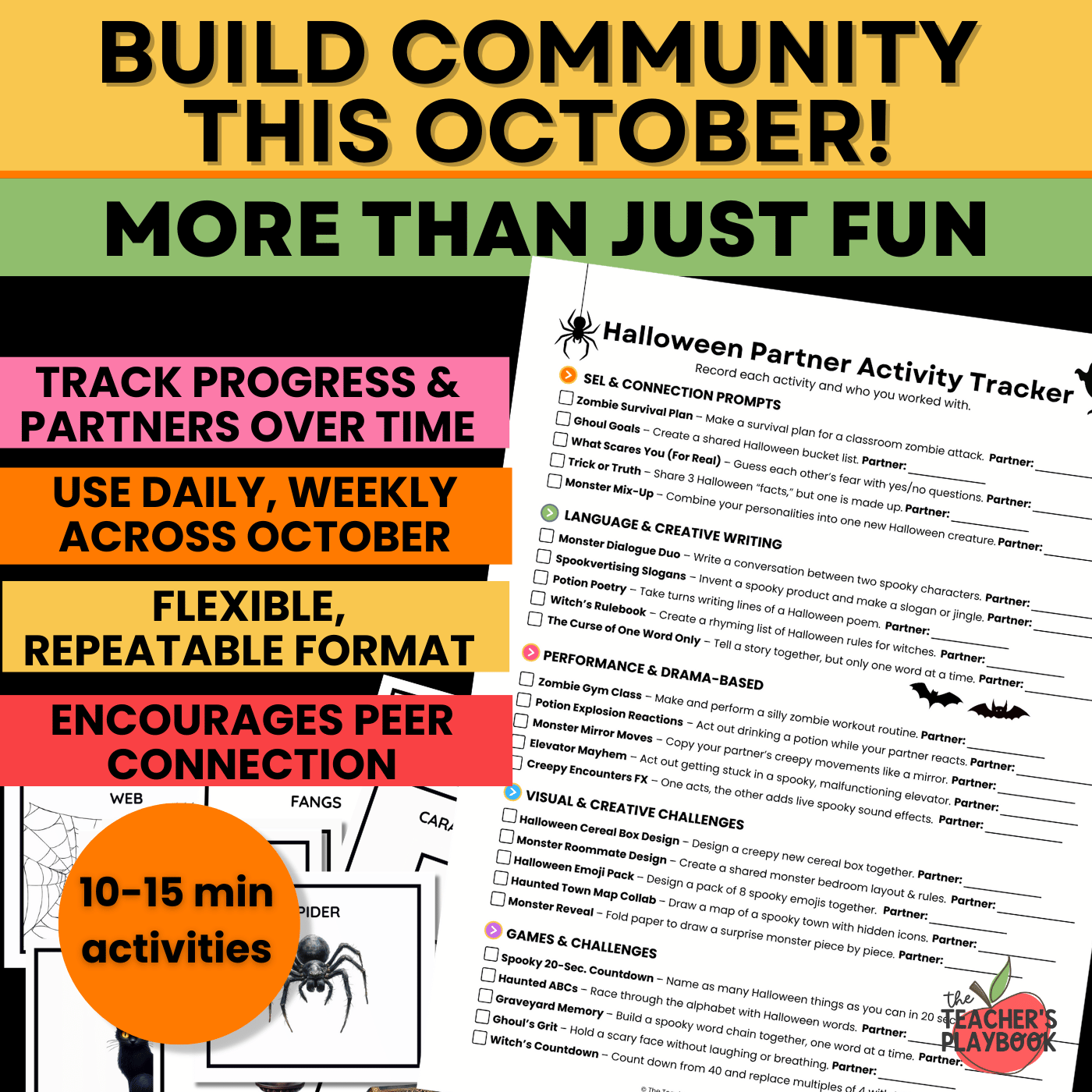 Halloween Partner Cards & Activities - Grades 3-5