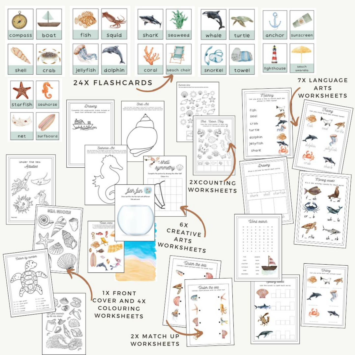 Ocean Animals Learning Pack