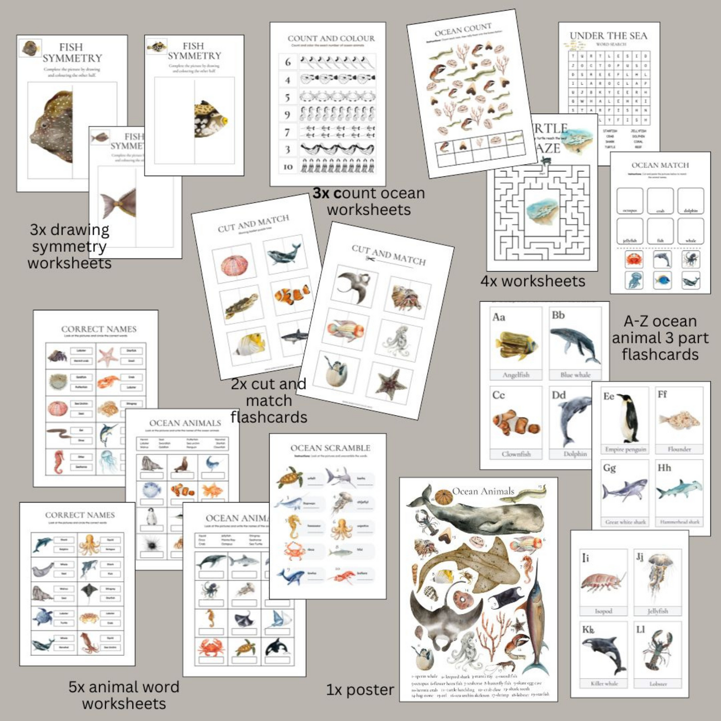 Ocean Animals Learning Pack