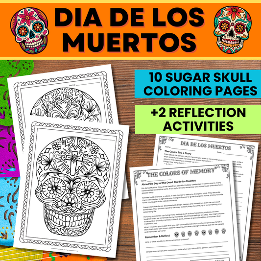 Day of the Dead Sugar Skull Coloring & Reflection Activities (Grades 3–5)
