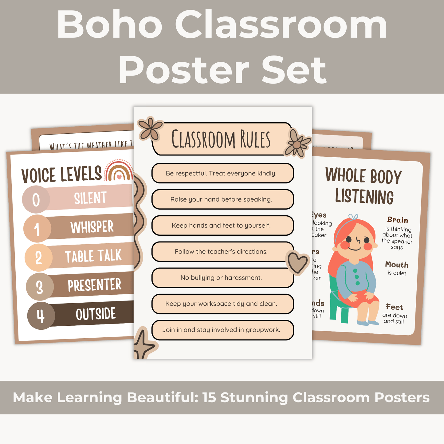 Boho Classroom Poster Set