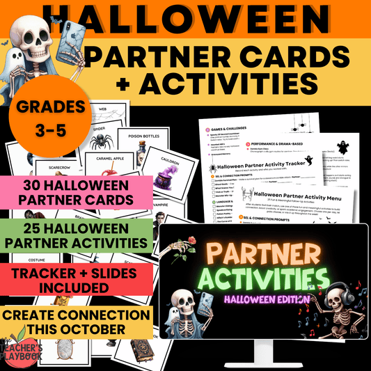 Halloween Partner Cards & Activities - Grades 3-5