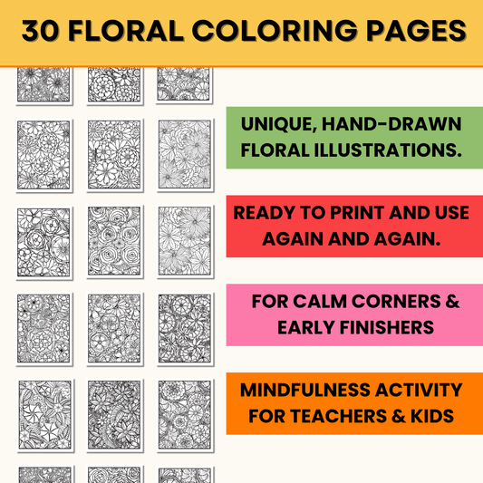 Free Floral Coloring Pages – 30 Mindfulness & Early Finisher Printables