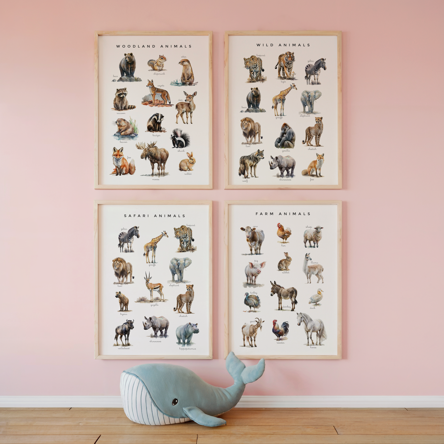 Animal Poster Set - Set of 5 Printable Posters