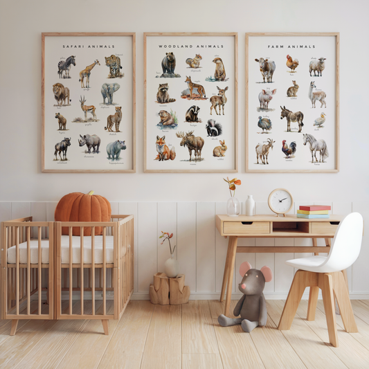 Animal Poster Set - Set of 5 Printable Posters