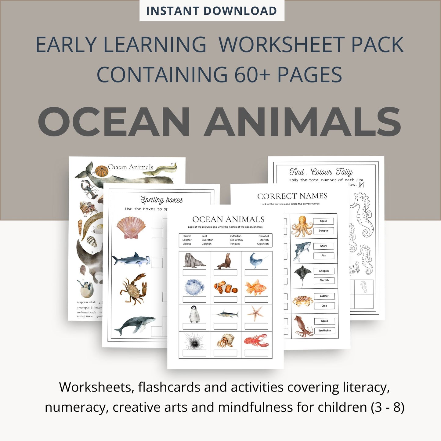 Ocean Animals Learning Pack