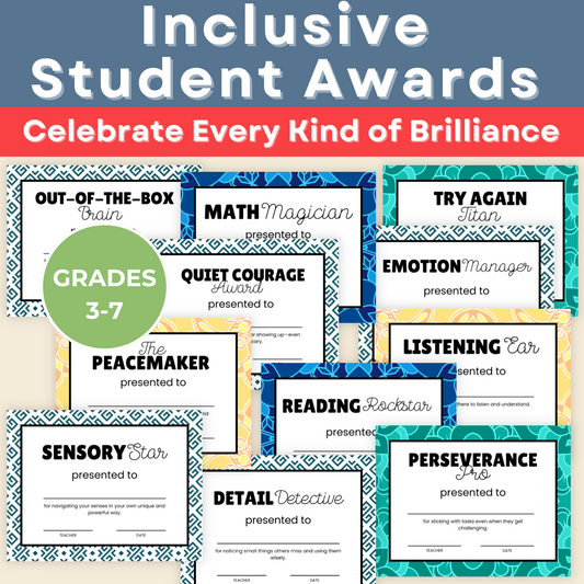 Inclusive Student Awards Bundle | End-of-Year Certificates Grades 3-7