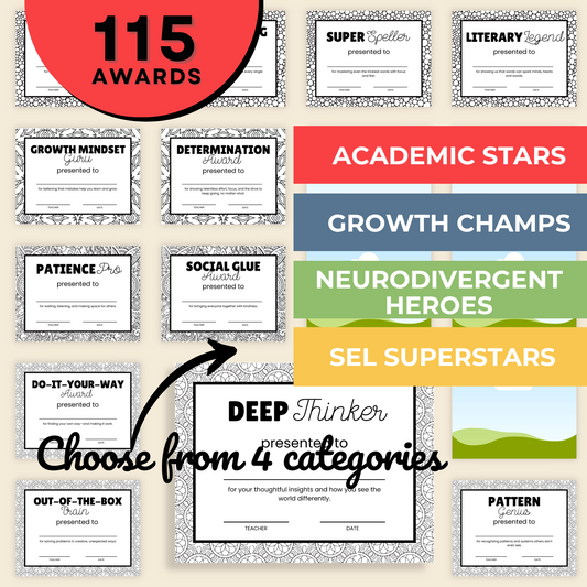 Inclusive Student Awards Bundle | End-of-Year Certificates Grades 3-7