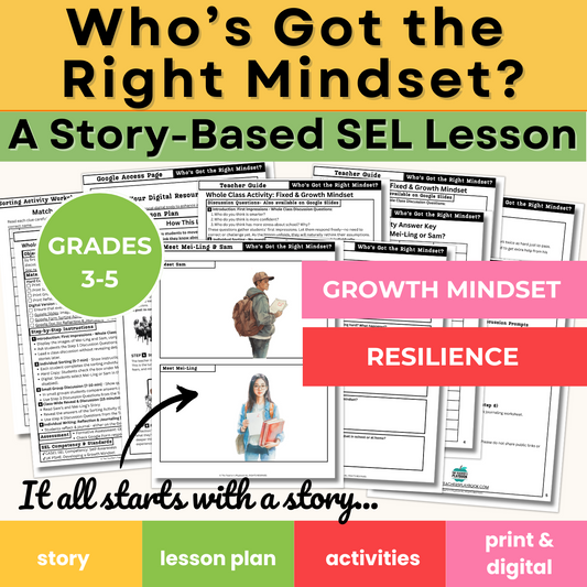 Who's Got The Right Mindset? Growth Mindset SEL Lesson - Grades 3-5